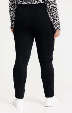 Toscane Boutique Pantalons|Pantalon de ville coupe droite en maille NOIR