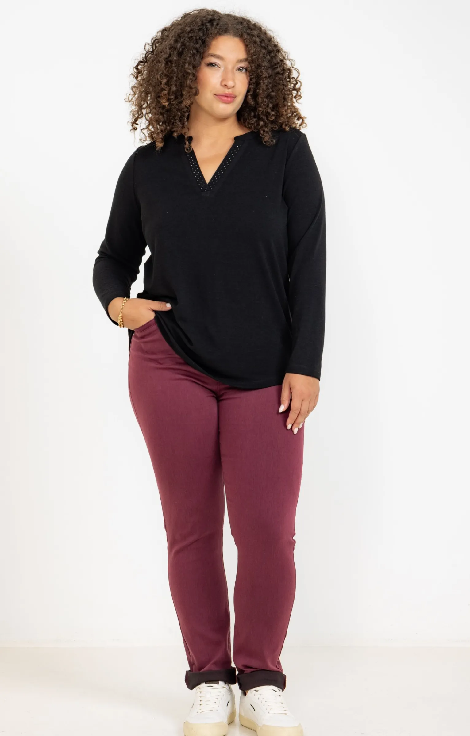 Toscane Boutique Pantalons|Pantalon droit effet satin BORDEAUX