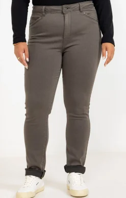 Toscane Boutique Pantalons|Pantalon droit effet satin KAKI