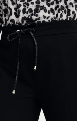 Toscane Boutique Pantalons|Pantalon droit forme jogging brillant NOIR