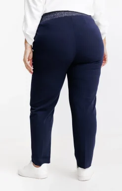 Toscane Boutique Pantalons|Pantalon droit forme jogging brillant MARINE