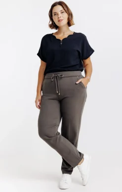 Toscane Boutique Pantalons|Pantalon droit style jogging KAKI