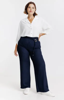 Toscane Boutique Pantalons|Pantalon fluide jolie ceinture MARINE