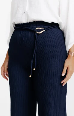Toscane Boutique Pantalons|Pantalon fluide jolie ceinture MARINE