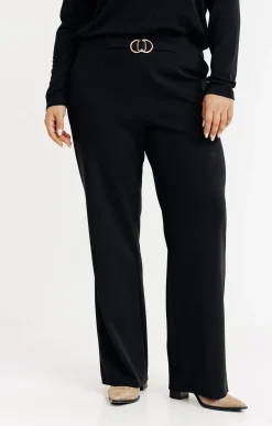 Toscane Boutique Pantalons|Pantalon large uni à boucle NOIR