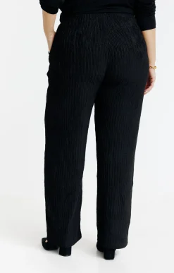 Toscane Boutique Pantalons|Pantalon maille froissée légère NOIR