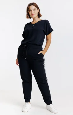 Toscane Boutique Pantalons|Pantalon style jogging bande paillette NOIR