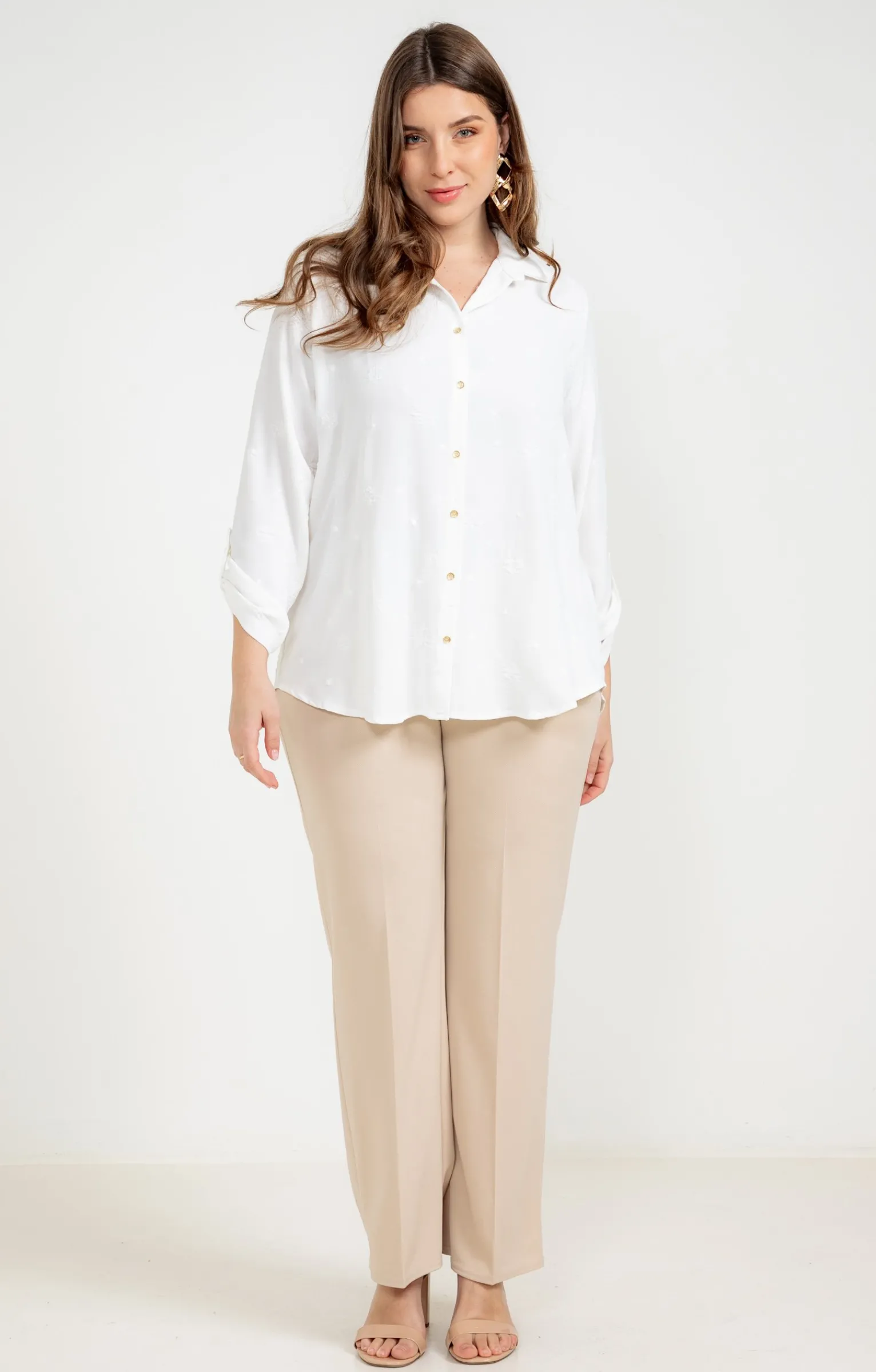 Toscane Boutique Pantalons|Pantalon twill avec ceinture CREME