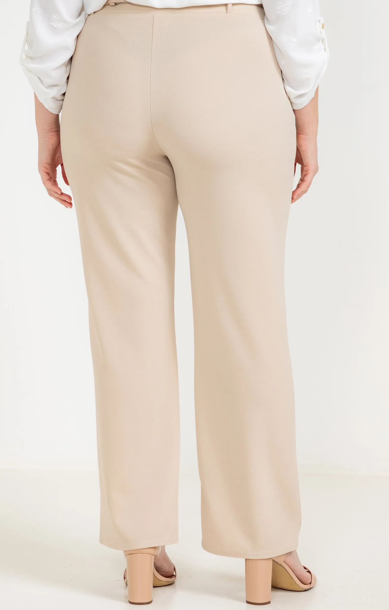 Toscane Boutique Pantalons|Pantalon twill avec ceinture CREME