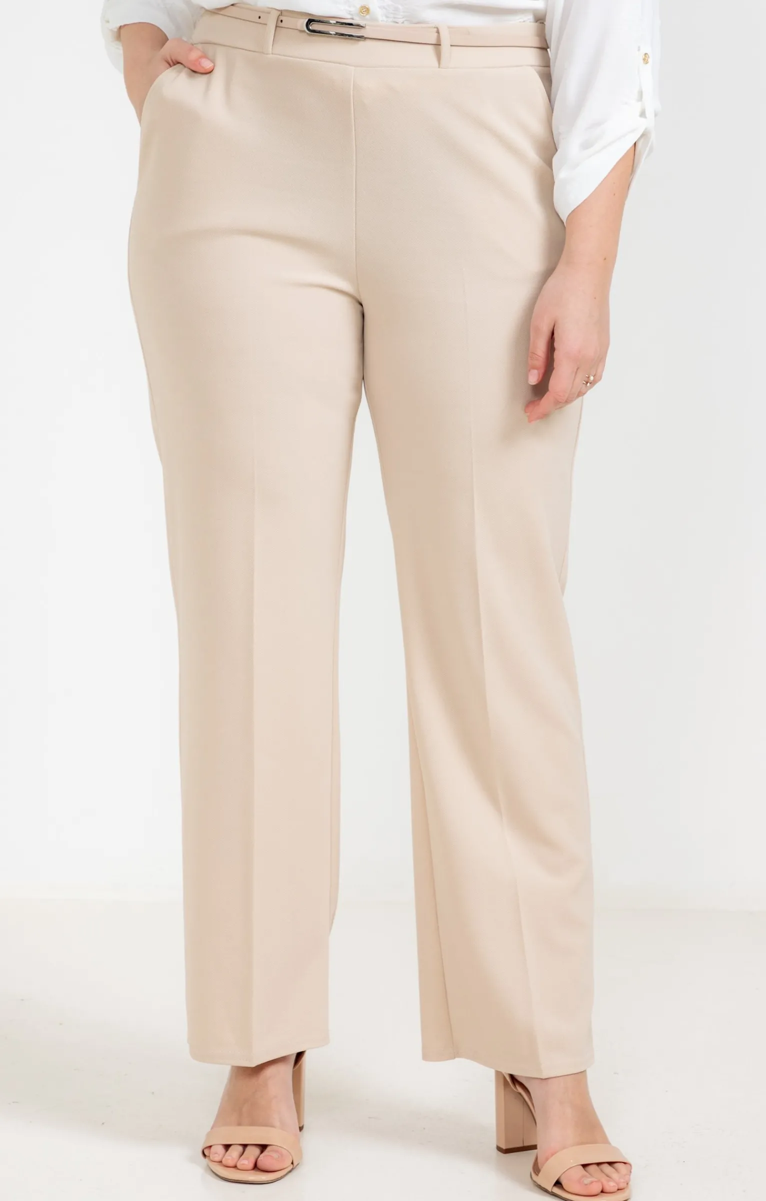 Toscane Boutique Pantalons|Pantalon twill avec ceinture CREME