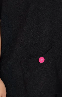 Toscane Boutique Pulls & Cardigans|Poncho à poches et boutons colorés NOIR