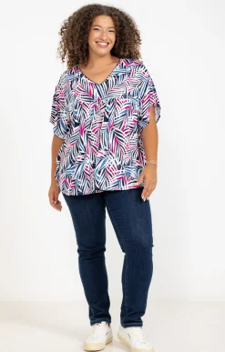 Toscane Boutique Tee-shirts|Ponchon encolure V avec collier MARINE