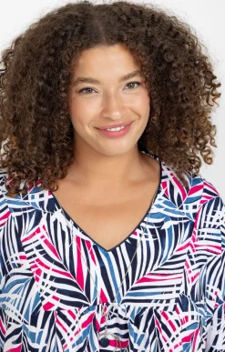 Toscane Boutique Tee-shirts|Ponchon encolure V avec collier MARINE