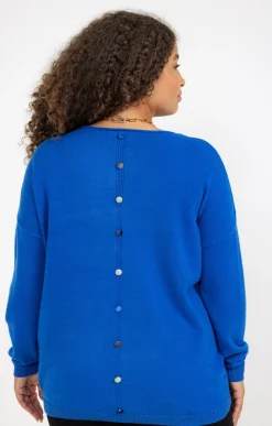 Toscane Boutique Pulls & Cardigans|Pull avec boutons au dos BLEU DUR