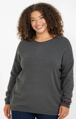 Toscane Boutique Pulls & Cardigans|Pull avec boutons au dos SMOKE GREEN