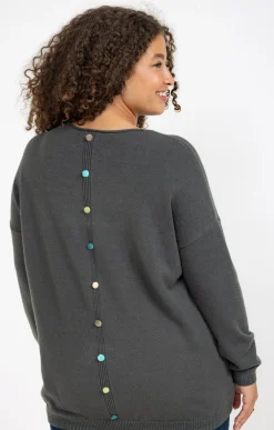 Toscane Boutique Pulls & Cardigans|Pull avec boutons au dos SMOKE GREEN