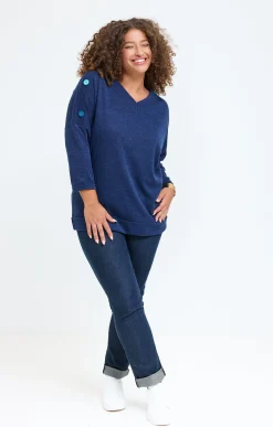 Toscane Boutique Pulls & Cardigans|Pull avec boutons fantaisies MARINE
