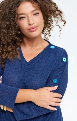 Toscane Boutique Pulls & Cardigans|Pull avec boutons fantaisies MARINE