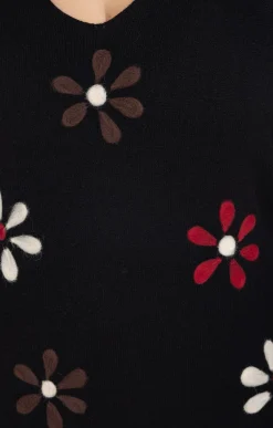 Toscane Boutique Pulls & Cardigans|Pull avec fleurs NOIR