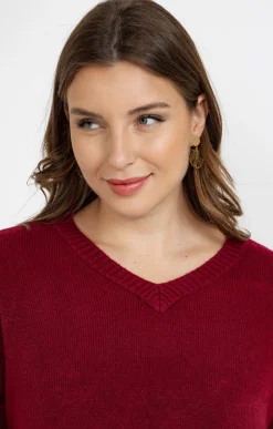 Toscane Boutique Pulls & Cardigans|Pull col V TOMATE