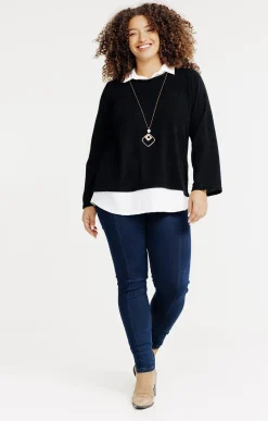 Toscane Boutique Pulls & Cardigans|Pull 2-en-1 avec collier NOIR