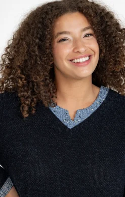 Toscane Boutique Pulls & Cardigans|Pull 2-en-1 avec empiècement filet MARINE