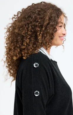 Toscane Boutique Pulls & Cardigans|Pull 2-en-1 avec empiècement rayé NOIR