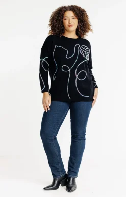 Toscane Boutique Pulls & Cardigans|Pull graphisme chat NOIR