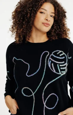 Toscane Boutique Pulls & Cardigans|Pull graphisme chat NOIR