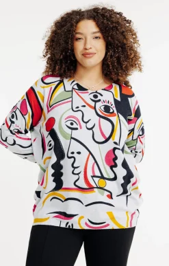 Toscane Boutique Pulls & Cardigans|Pull imprimé fantaisie avec strass GRIS MOYEN