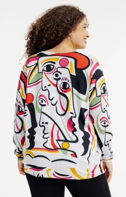 Toscane Boutique Pulls & Cardigans|Pull imprimé fantaisie avec strass GRIS MOYEN