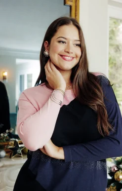 Toscane Boutique Pulls & Cardigans|Pull patch avec strass ROSE POUDRE