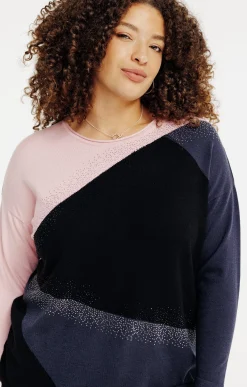 Toscane Boutique Pulls & Cardigans|Pull patch avec strass ROSE POUDRE