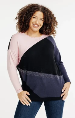 Toscane Boutique Pulls & Cardigans|Pull patch avec strass ROSE POUDRE