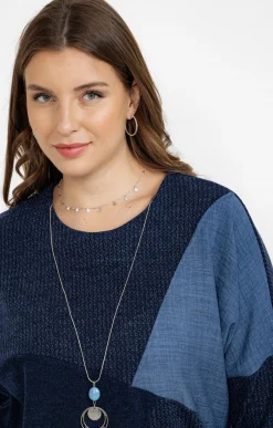 Toscane Boutique Pulls & Cardigans|Pull patch en jean MARINE