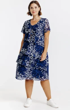 Toscane Boutique Robes|Robe en dentelle avec collier MARINE