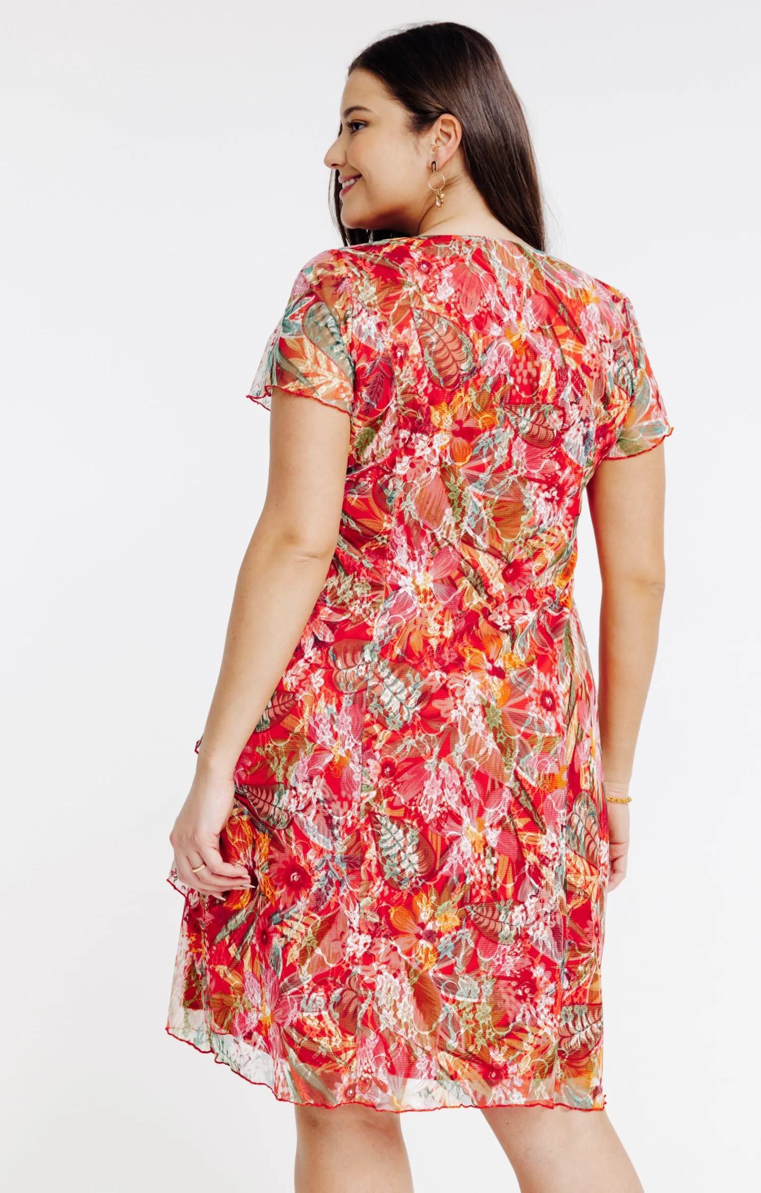 Toscane Boutique Robes|Robe en dentelle avec volants ROUGE CLAIR