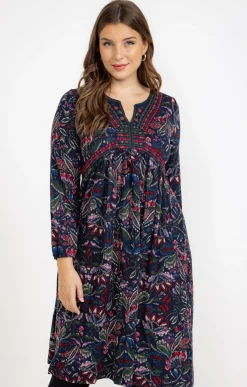 Toscane Boutique Robes|Robe en maille avec col plastron MARINE