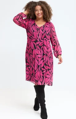 Toscane Boutique Robes|Robe imprimée plissée et collier NOIR