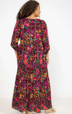 Toscane Boutique Robes|Robe longue crépon MULTICOLORE