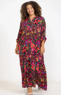 Toscane Boutique Robes|Robe longue crépon MULTICOLORE