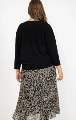 Toscane Boutique Robes|Robe longue 2-en-1 pull et collier NOIR