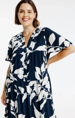 Toscane Boutique Robes|Robe longue imprimé fleuri MARINE