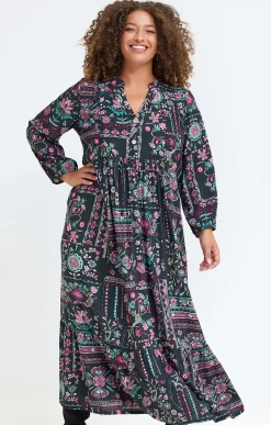 Toscane Boutique Robes|Robe longue imprimée SMOKE GREEN