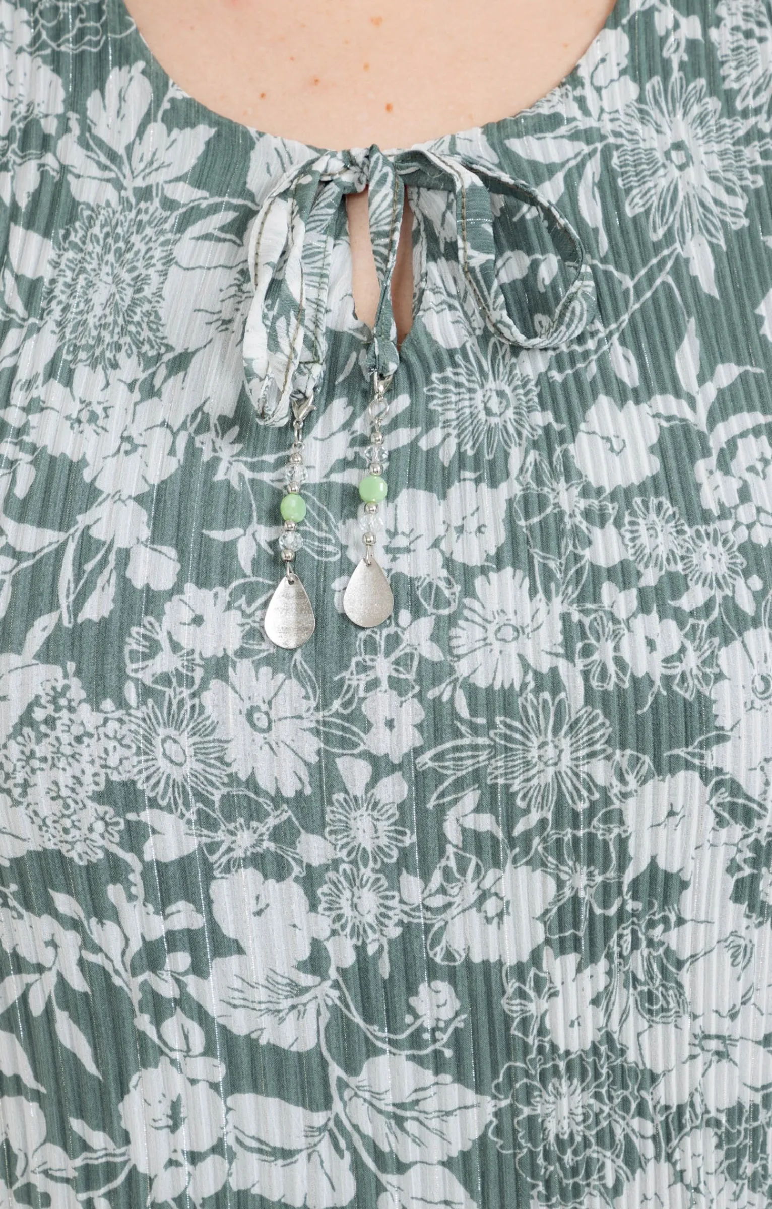 Toscane Boutique Robes|Robe plissée à fleurs CELADON