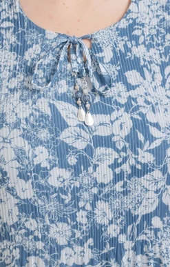 Toscane Boutique Robes|Robe plissée à fleurs BLEU