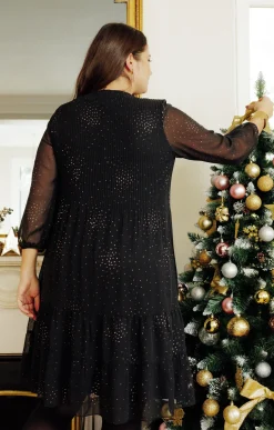 Toscane Boutique Robes|Robe plissée fêtes paillettes NOIR