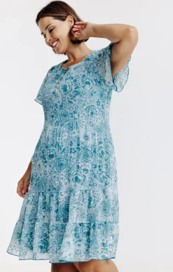 Toscane Boutique Robes|Robe plissée imprimé floral CANARD