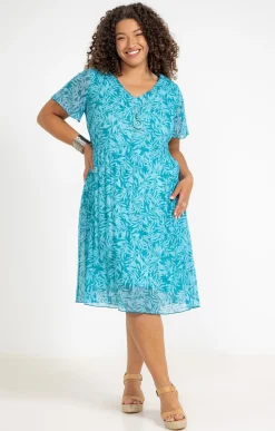 Toscane Boutique Robes|Robe plissée imprimée SABLE