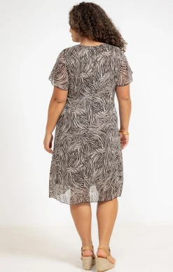 Toscane Boutique Robes|Robe voile lurex imprimé zèbre NOIR